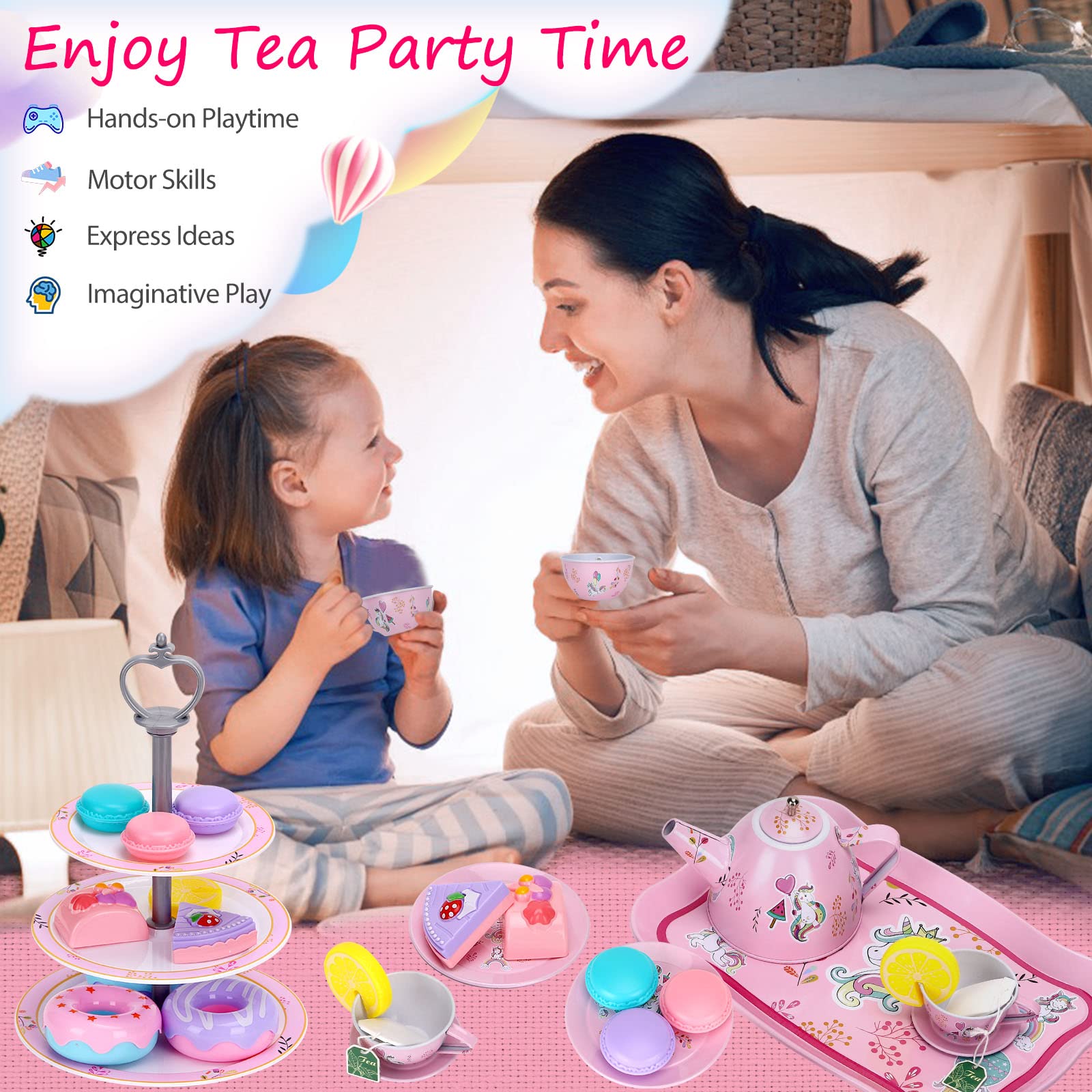 Auney Unicorn Tea Set serving tray for shared snacks