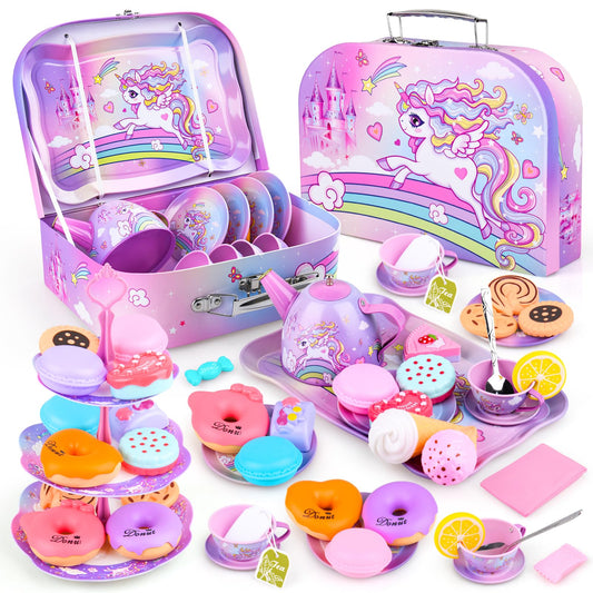 Auney Unicorn Tea Set teapot with lid ready for pretend pouring sessions, ideal for imaginative play