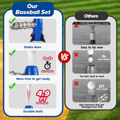 AuntyFey pitching machine battery compartment shown for quick setup