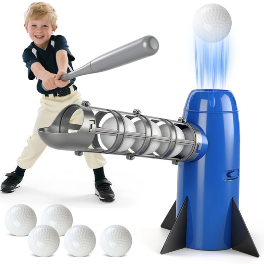 AuntyFey Auto Kids Pitching Machine front view for backyard practice