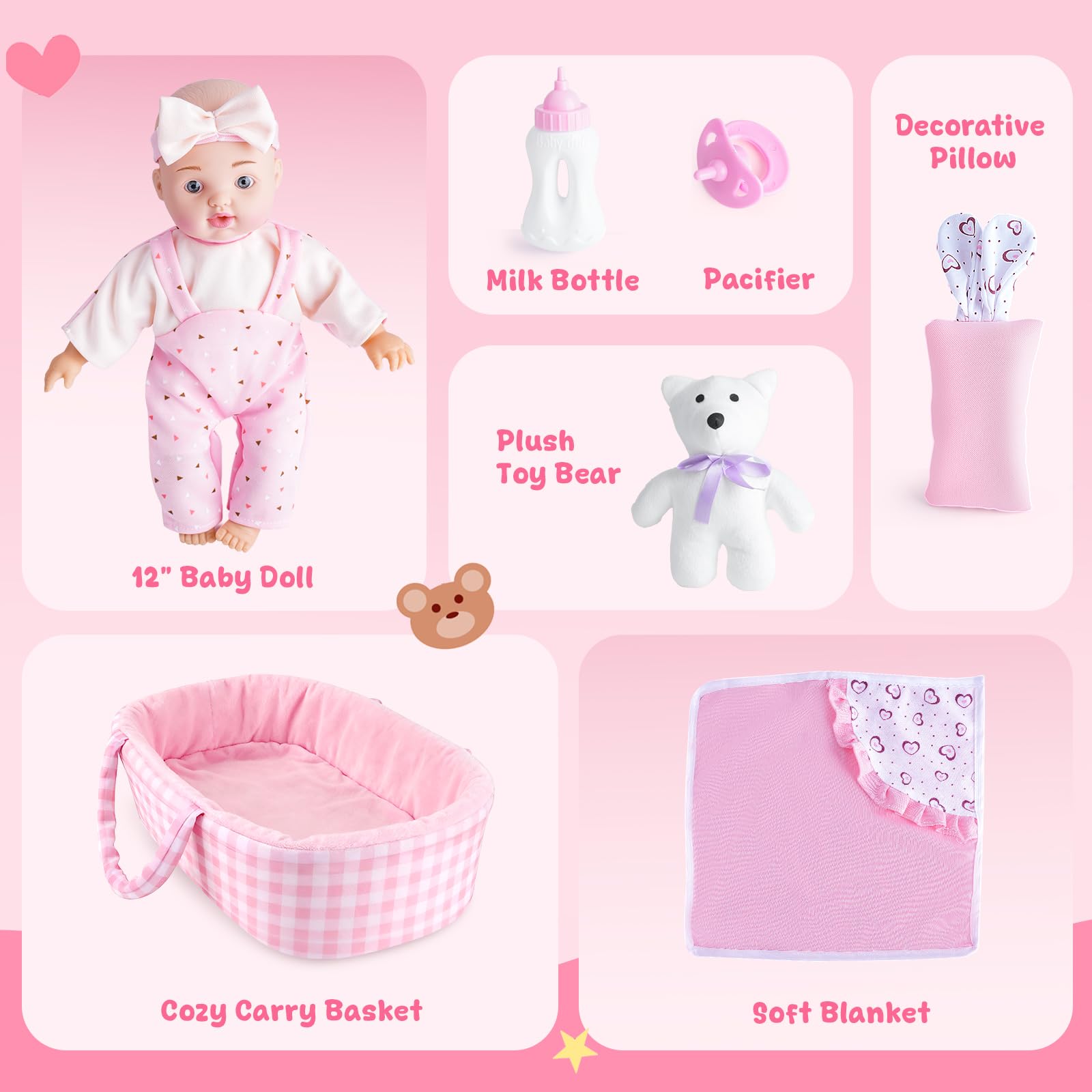 AuntyFey baby doll bassinet portable for playtime anywhere