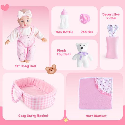 AuntyFey baby doll bassinet portable for playtime anywhere