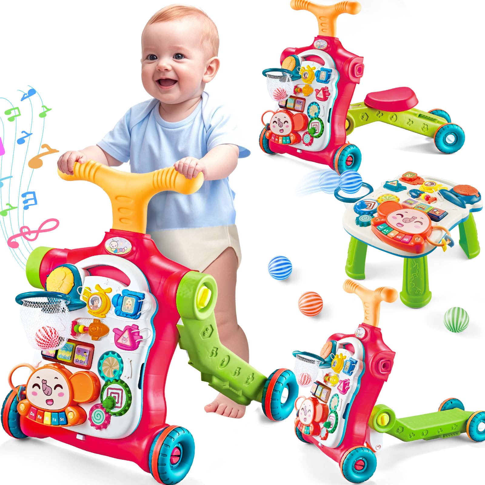 AuntyFey 5-in-1 Baby Walker showing versatile early walking and play benefits.