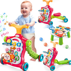 AuntyFey 5-in-1 Baby Walker showing versatile early walking and play benefits.
