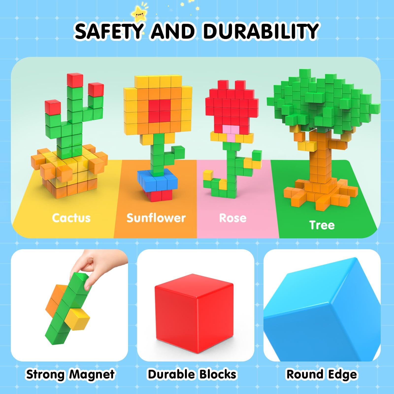 AuntyFey blocks let kids build plants and buildings for creative design.