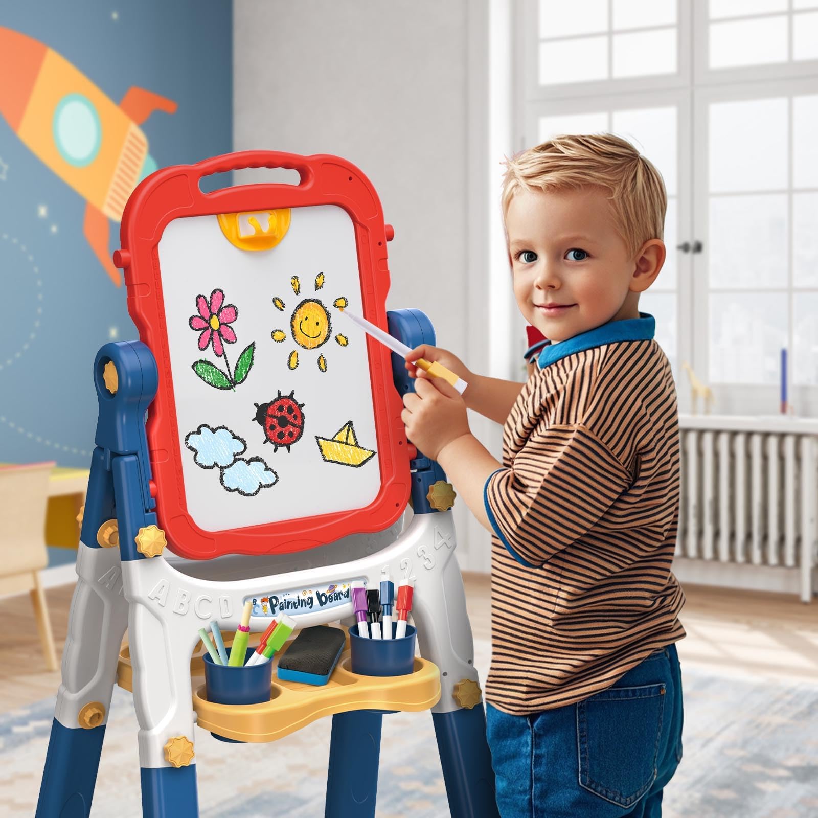 AuntyFey easel height-adjustable legs grow with your child.
