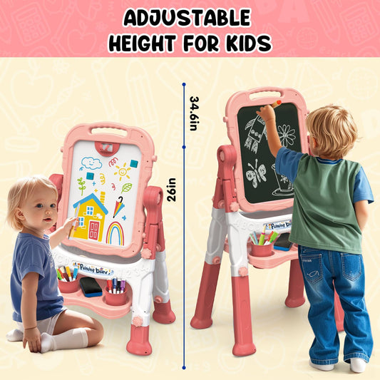 AuntyFey magnetic-whiteboard easel enables educational play with letters and numbers