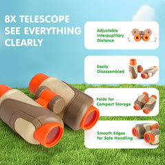 AuntyFey kid binoculars enable young explorers to spot distant wildlife.