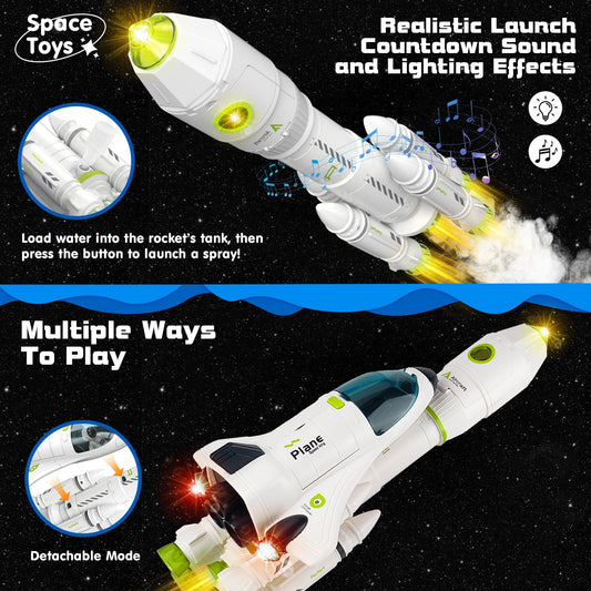 AuntyFey Space Shuttle with Wheels offers ground takeoff play and realism.