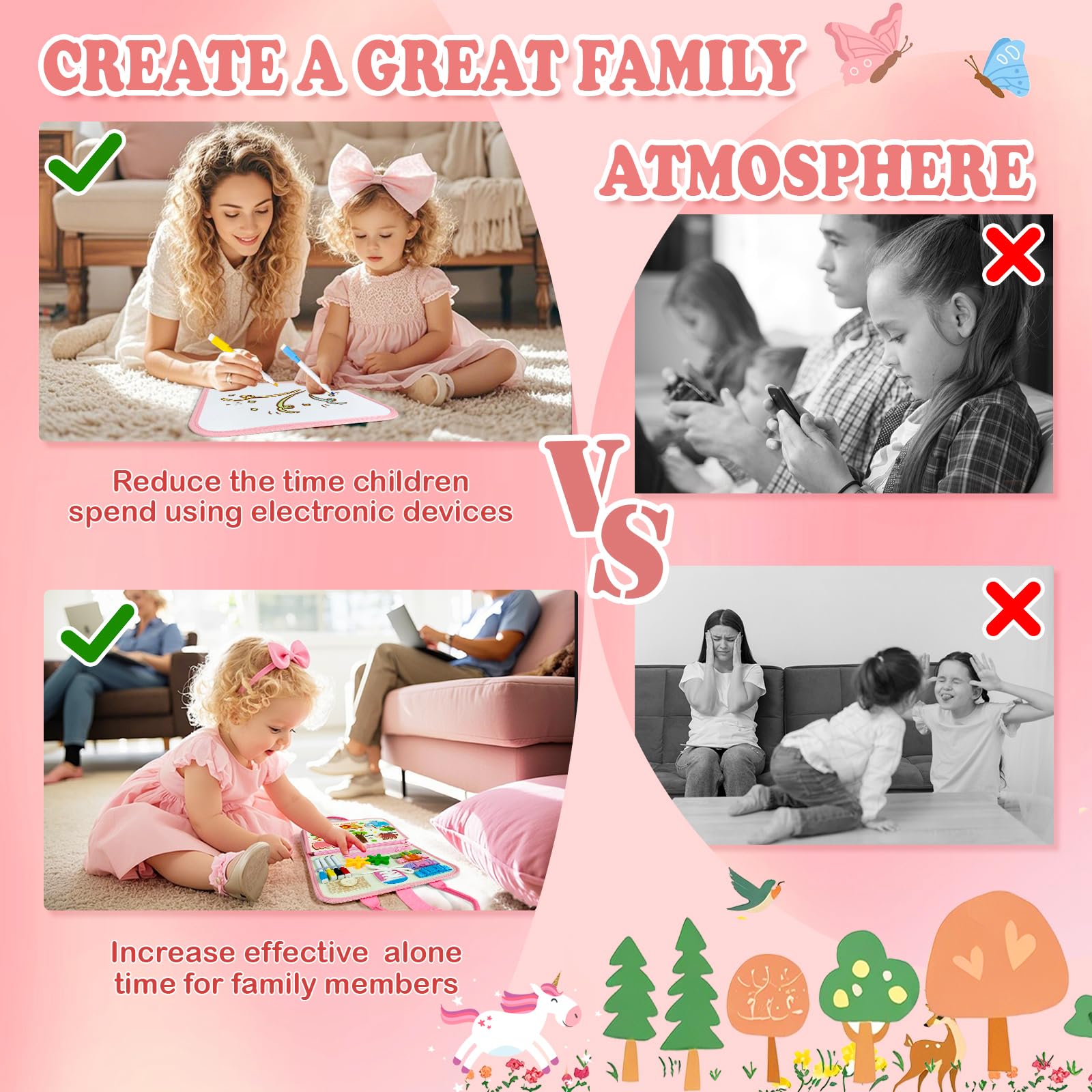 Aurasys pink Montessori toy supports color, animal, and drawing activities for creative learning.