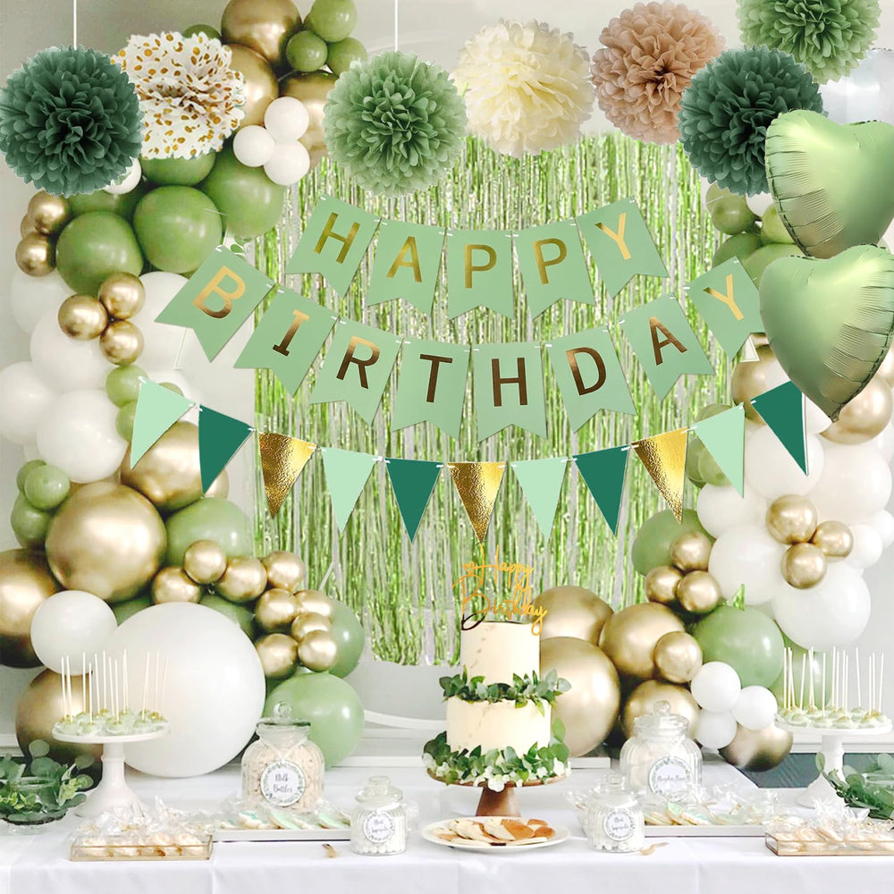 Aurasys green gold triangle flags brighten arches and tables