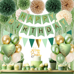 Aurasys sage green balloons create a vibrant birthday backdrop