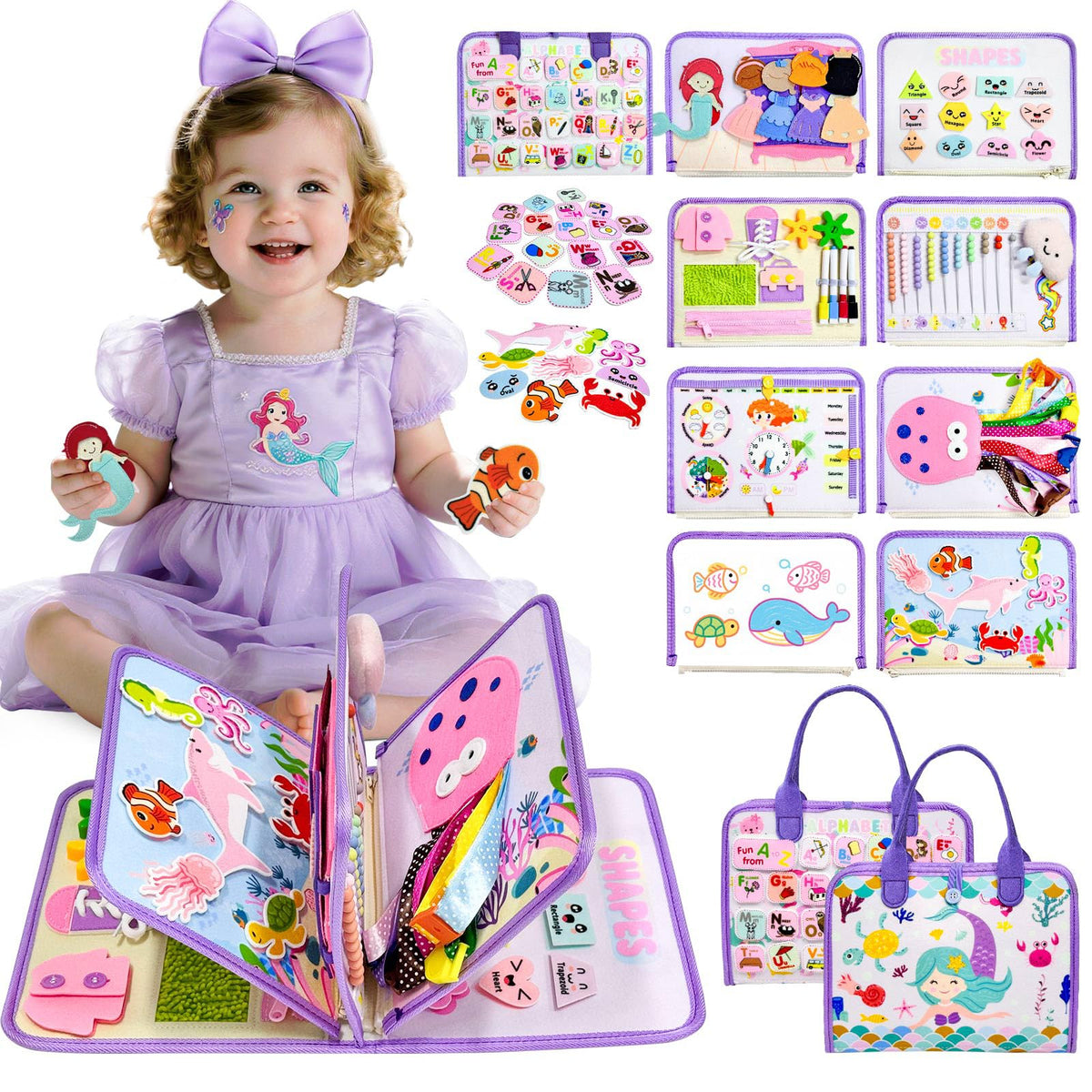 Aurasys Toddler Busy Board Mermaid Pages offering immersive learning on the go.