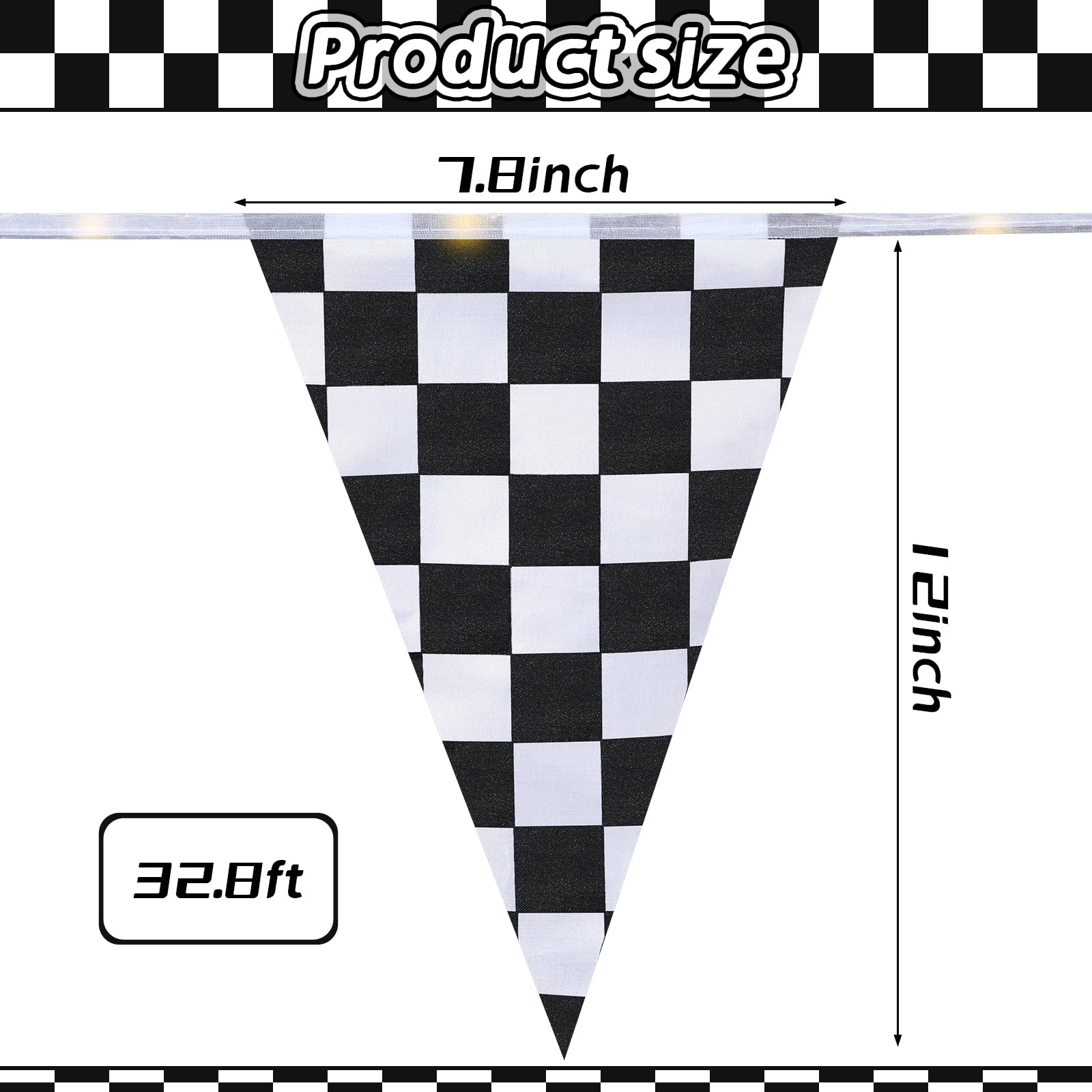 Aurelema checkered flag banner with remote control enabling eight lighting modes.