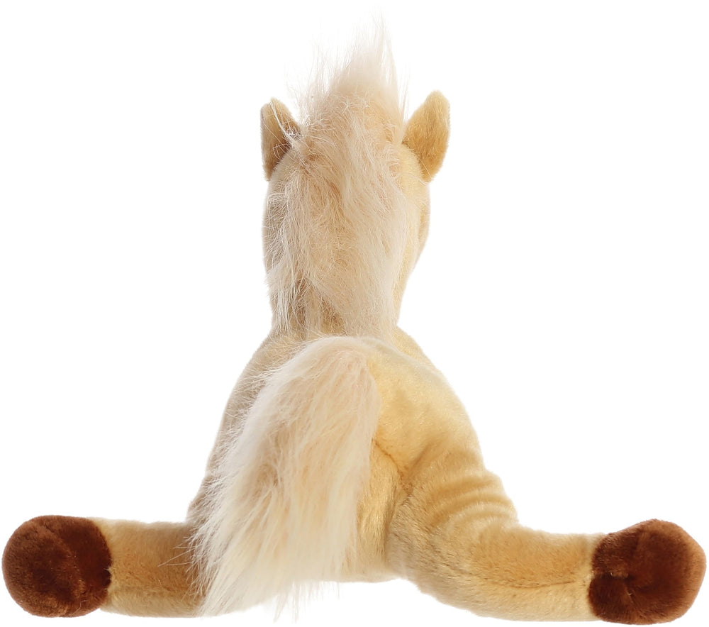 Aurora Adorable Flopsie Butterscotch Pony soft-material-closeup conveys plush texture ideal for gentle hugs.