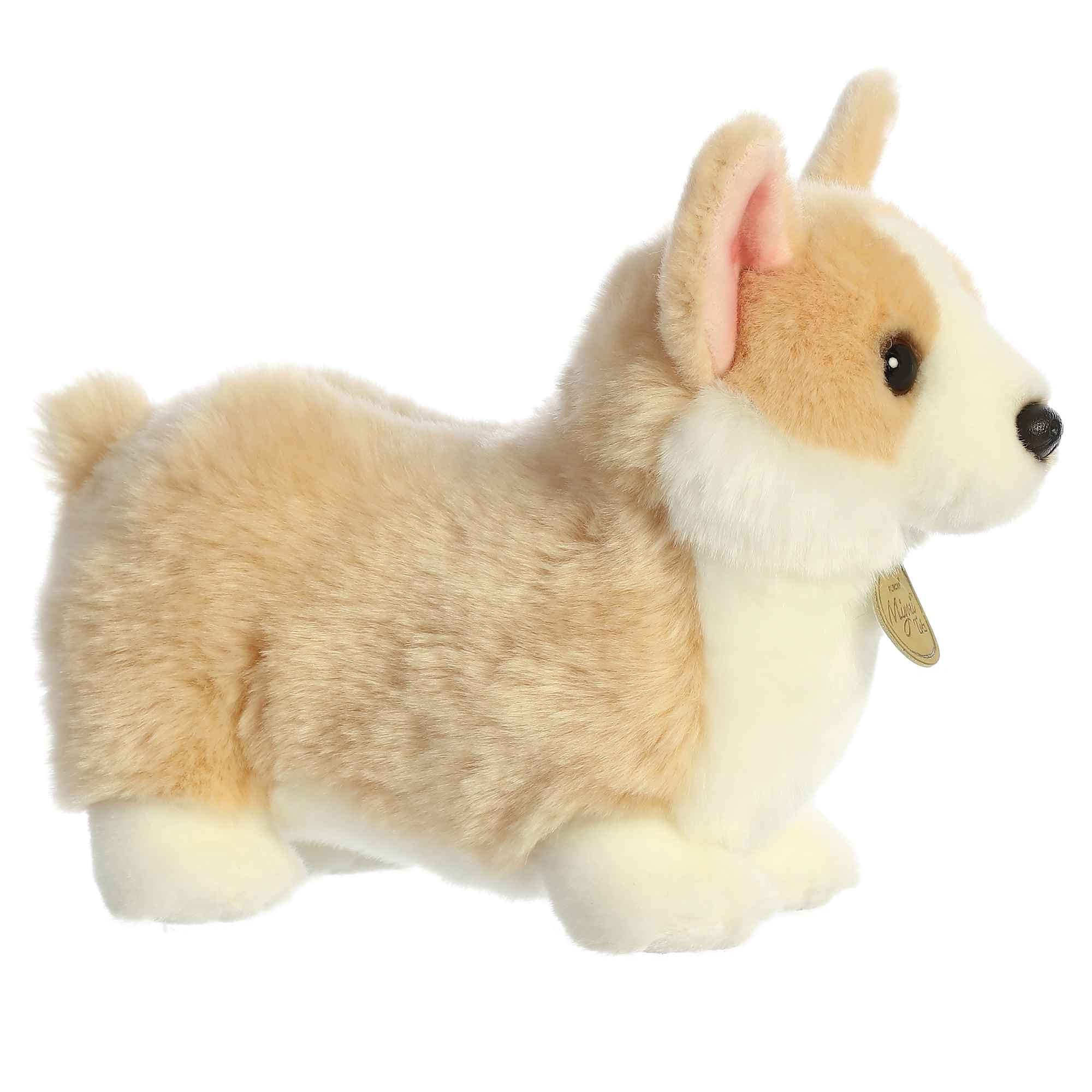Aurora Miyoni Tots Pembroke Welsh Corgi Pup bean pellet base demonstrates stable, kid-friendly plush
