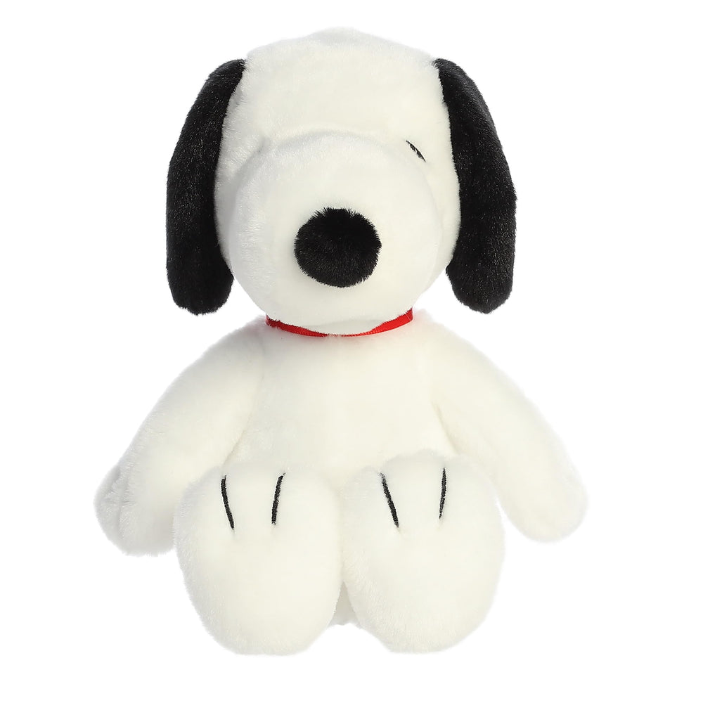 Aurora Adorable Peanuts Snoopy floppy plush face shot emphasizes friendly charm and collectibility.