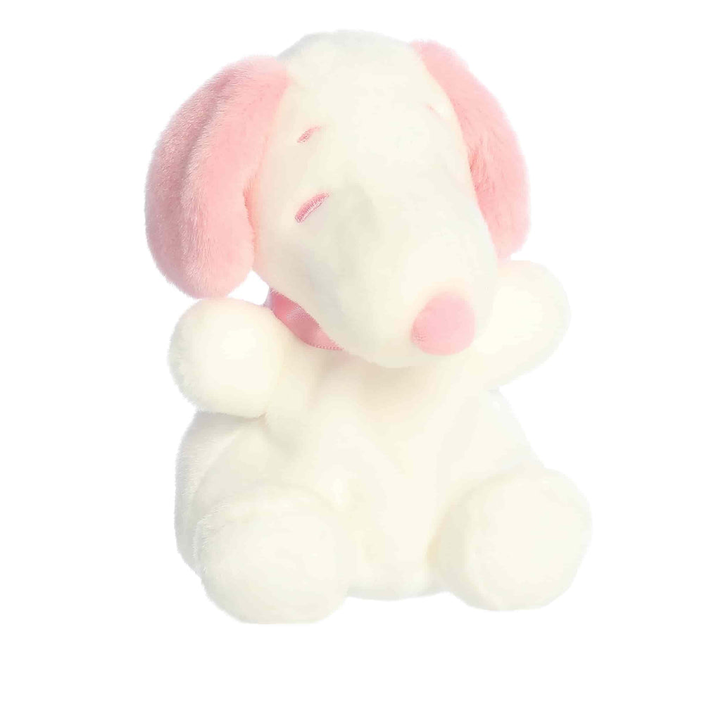 Aurora Adorable Peanuts Snoopy Palm Pals pink plush for cozy snuggles.