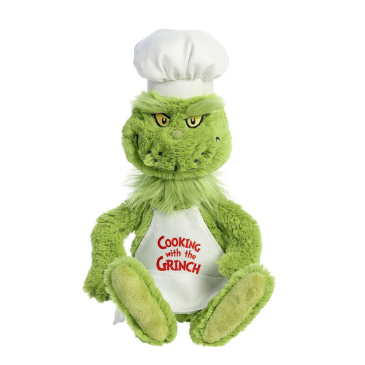 Aurora Chef Grinch plush with hat and apron for imaginative play