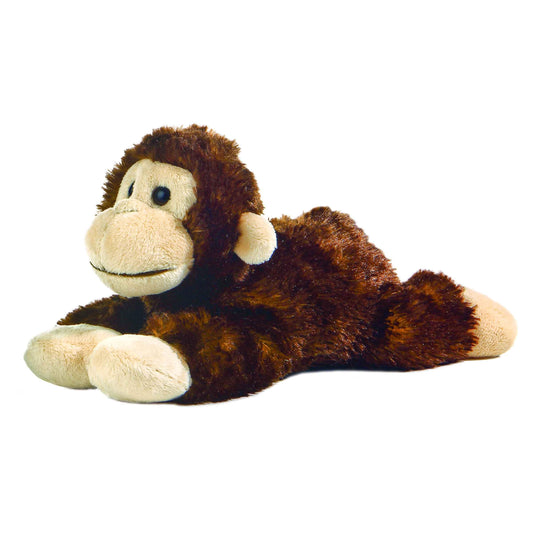 Aurora Cheki Chimp Mini Flopsie plush offers cozy cuddles with soft plush material.