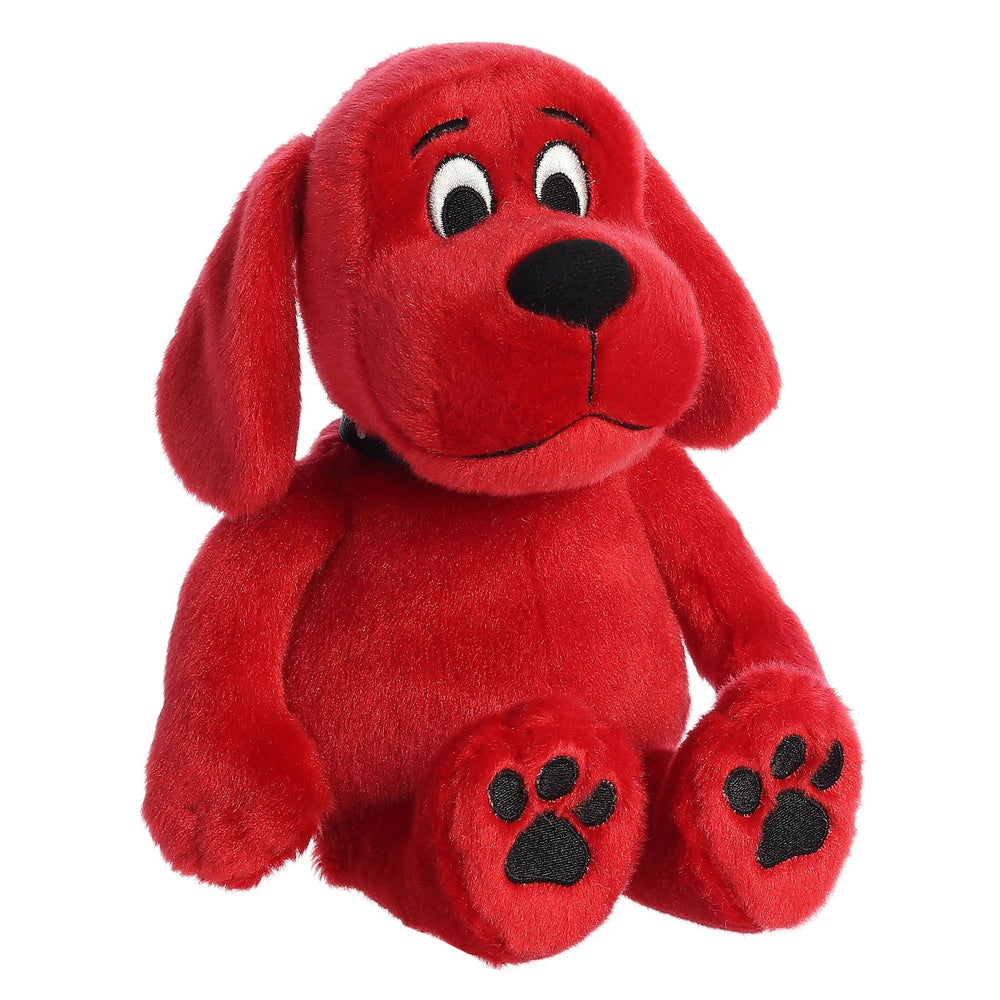 Clifford plush with embroidered face for durable charm and character.