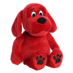 Clifford plush with embroidered face for durable charm and character.