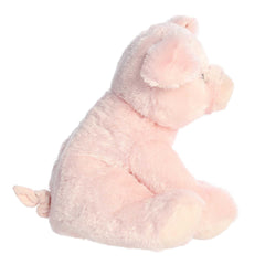 Aurora Cuddly Pig back view demonstrates sit-up design for display and play.