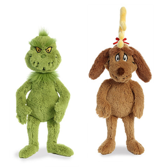 Aurora Dr. Seuss Grinch plush, 16-inch cuddly friend for bedtime and play.