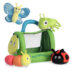 Aurora Engaging Baby Talk bug basket with butterfly crinkles for sensory play.