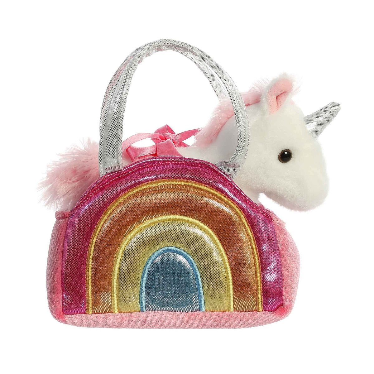 Aurora Fancy Pals Over the Rainbow unicorn plush with purse for dress-up and portability