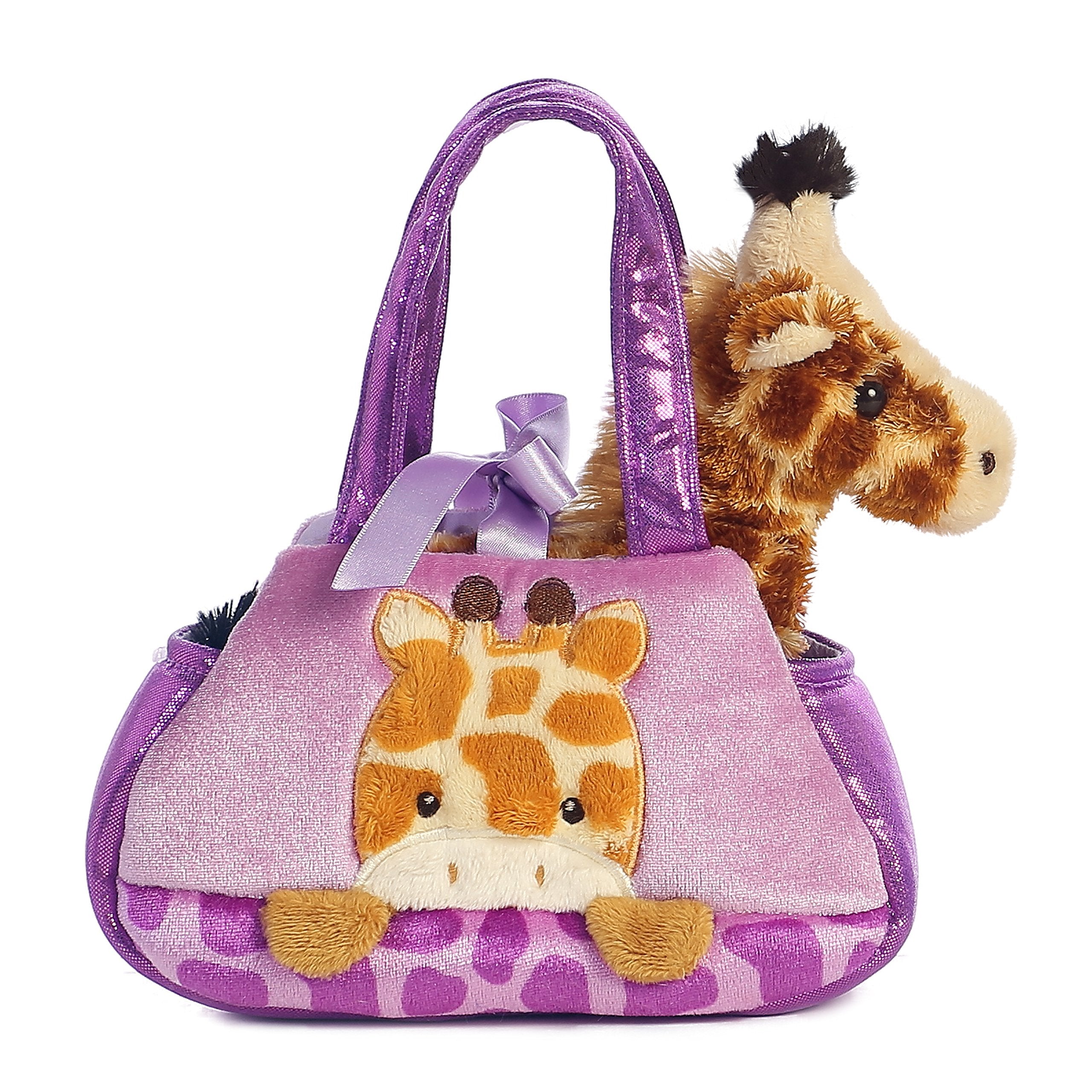 Aurora Fancy Pals Giraffe carrier shows removable plush for interactive play and soft comfort.