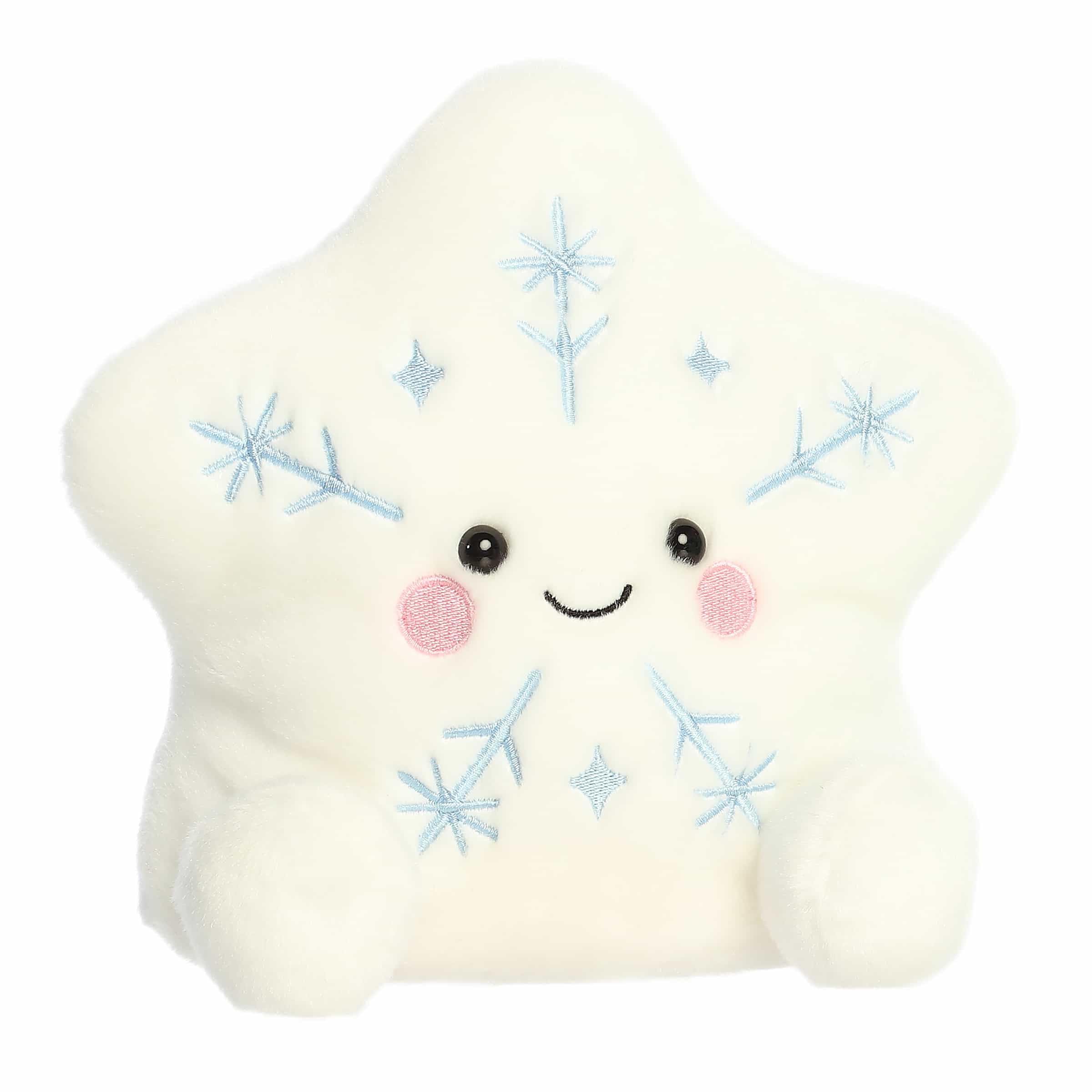 Aurora Festive Palm Pals Snowflake plush held to show 7.5-inch size for gifting