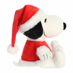 Aurora Festive Peanuts Santa Snoopy closeup shows soft plush finish.
