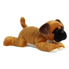 Aurora Chad Boxer Flopsie shows belly-rest pose for easy, hands-on fun.