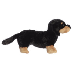 Aurora Flopsie Sausage Too rests on its belly for easy play.