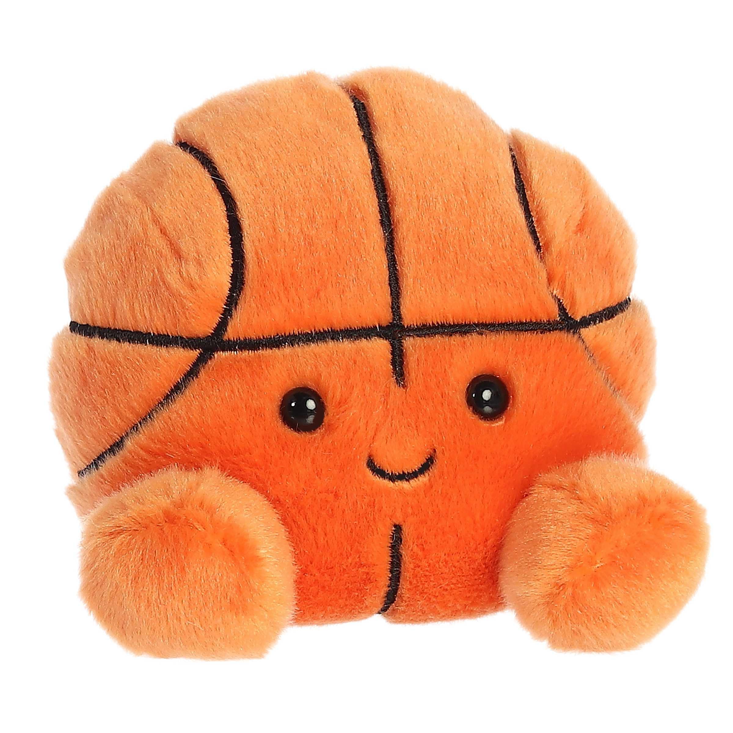 Aurora Hoops basketball plush with bright orange fabric and classic pattern for imaginative play.