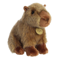 Aurora Miyoni capybara plush front view showcases lifelike fur texture for cozy decor.