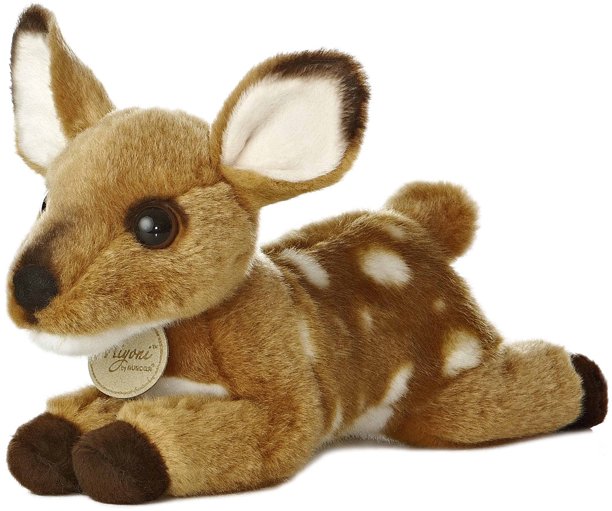 Aurora Miyoni Fawn plush with realistic detailing, perfect for bedroom decor and gentle play.