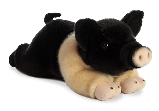 Aurora Miyoni Hampshire Pig plush front view, cuddly and detailed