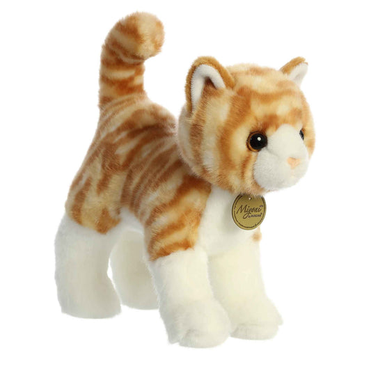 Aurora Miyoni orange tabby plush front view, cuddly and realistic.