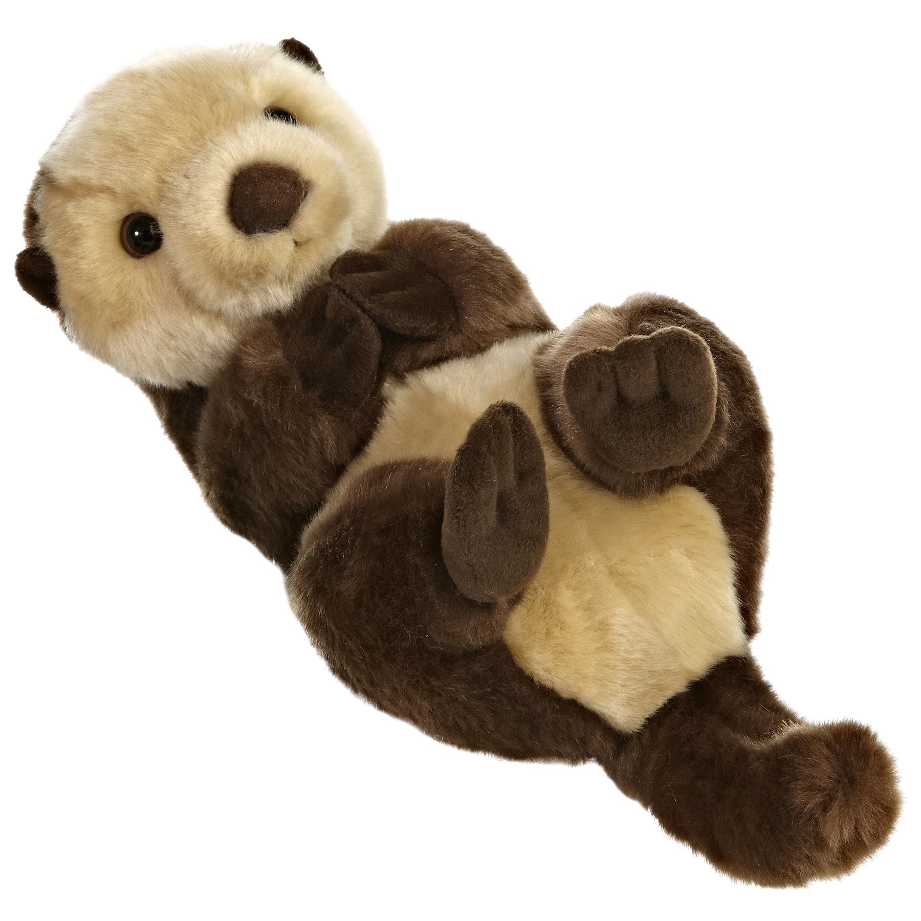 Aurora Miyoni sea otter 10in in back float pose, a cuddly classroom or bedroom companion.