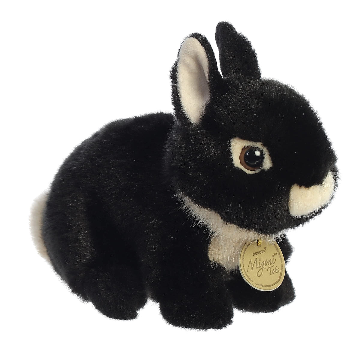 Aurora Miyoni Tots Netherland Dwarf Bunny with black fur, a soft decor accent for bedrooms