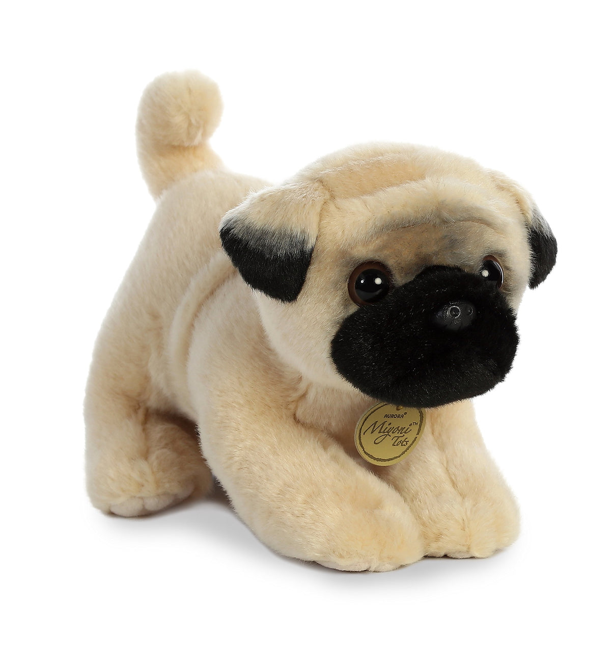 Aurora Miyoni Tots Pug Pup plush in brown, a cuddly playtime companion.