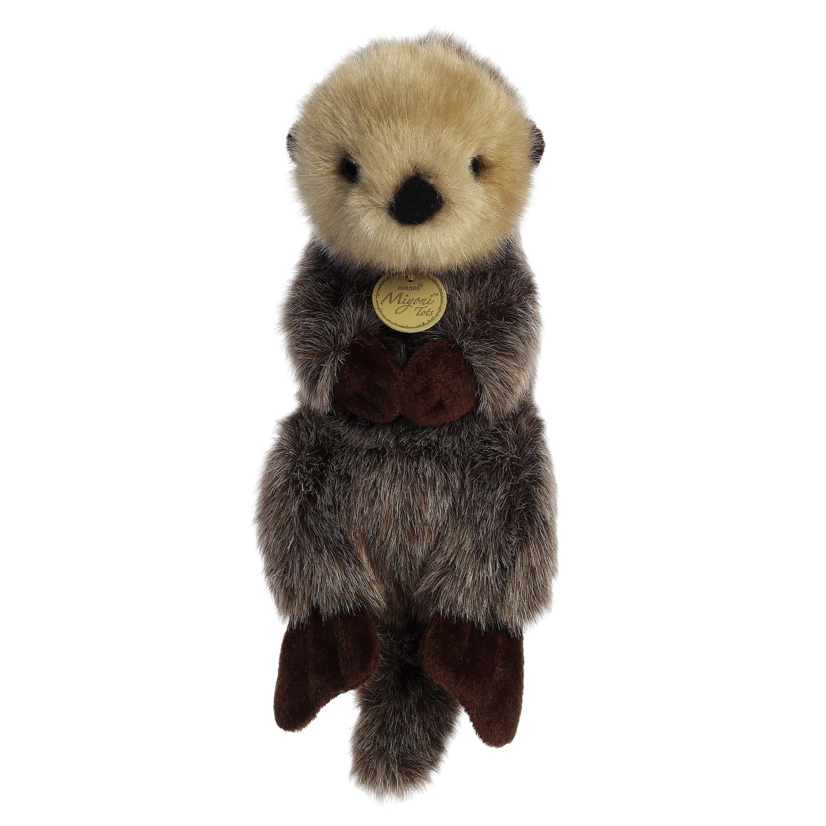 Aurora Miyoni Tots baby sea otter plush, front view, cuddly companion for bedtime.