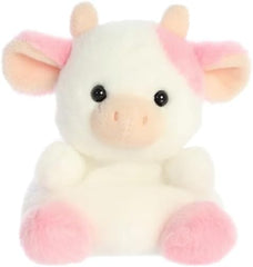Aurora Palm Pals Belle Strawberry Cow 5-inch plush, perfect for cozy play and hugs.