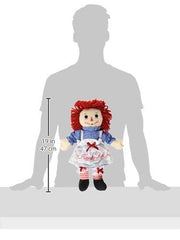 Aurora Raggedy Andy button eyes close-up, durable stitching for lasting play and display