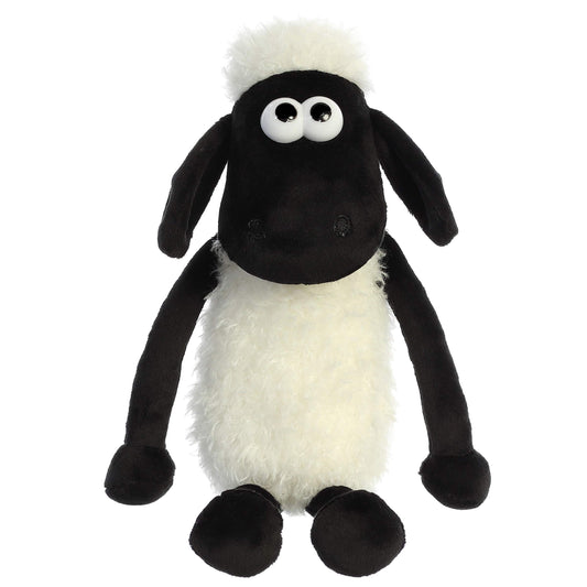 Aurora Shaun plush shows textured cream fur for a cozy feel.