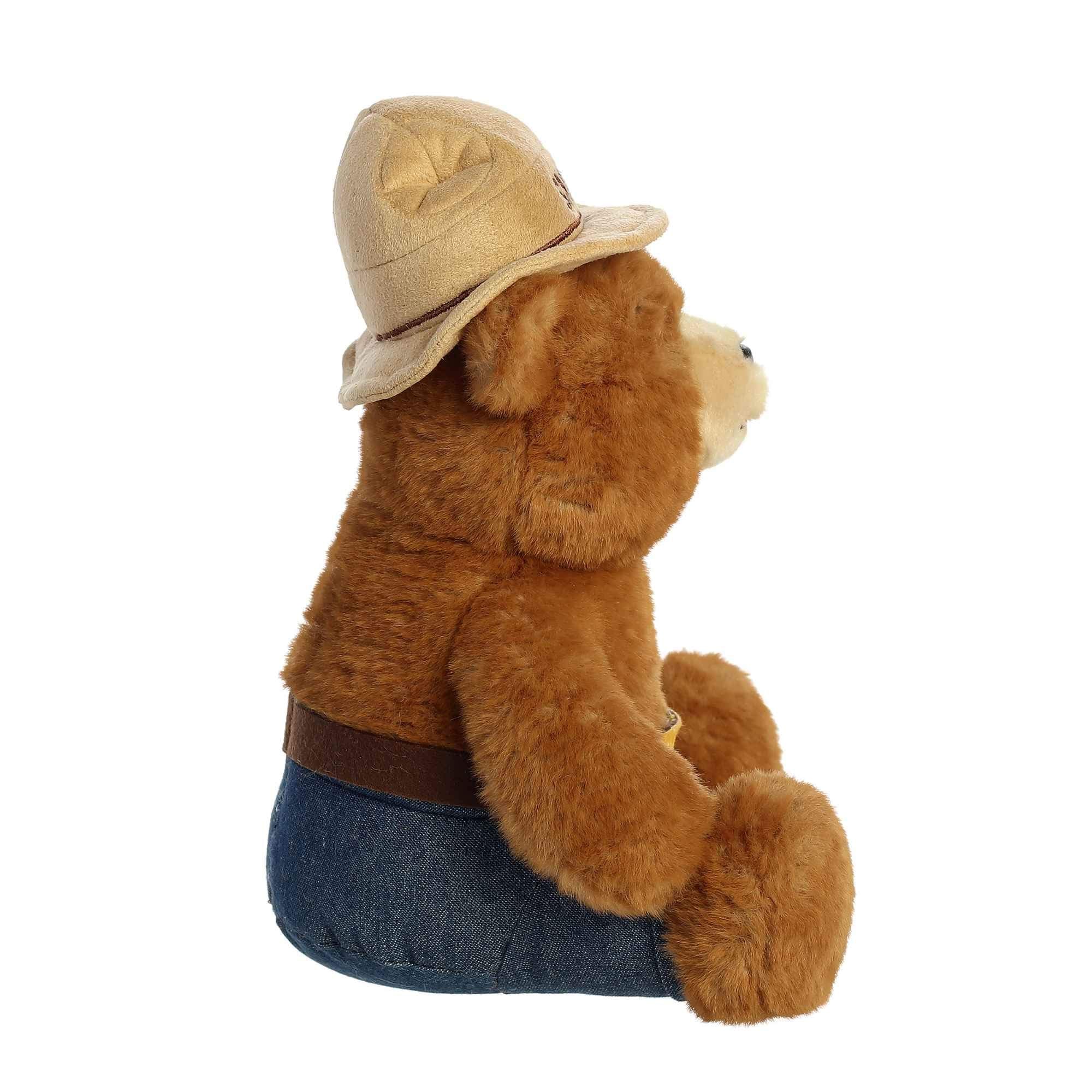 9-inch Aurora Smokey Bear plush ideal for bedtime stories and cuddle time.