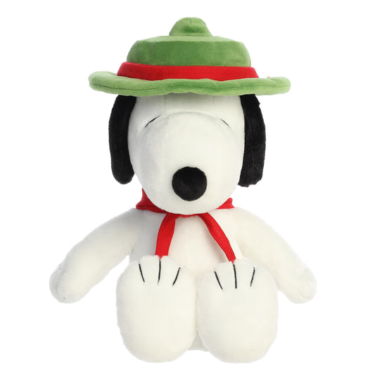 Aurora Snoopy Beagle Scout plush wearing red neckerchief ideal for collectors.