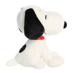 Aurora Snoopy stuffed animal side view, compact 7.5-inch plush ideal for shelves.